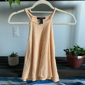 Yellow High-Neck Flowy Cropped Tank Top